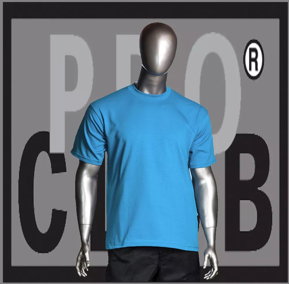 PRO CLUB COMFORT T SHIRT Sky Blue Mens Big and Tall Crew Short Sleeve  3Xl-5XL