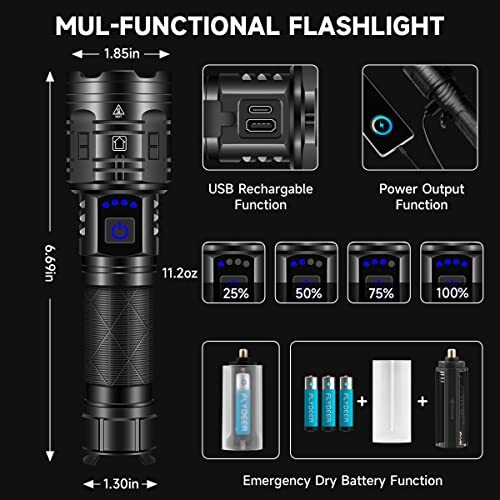 Rechargeable Flashlights High Lumens, 990000LM Powerful Tactical Flashlights, - Picture 5 of 7