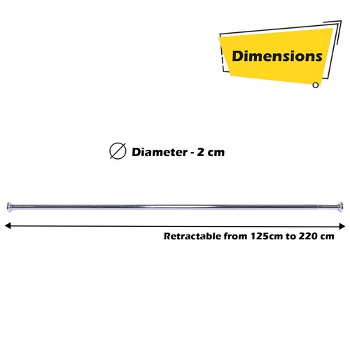 Shower Curtain Rail Rod Extendable 70-120/125-220 Telescopic Pole HomeCentre� - Picture 11 of 12