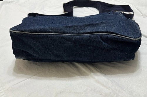 80s 90s Y2K Mudd Denim Messenger Laptop Bag Purse Blue Jean Cross Body Vtg Dark - Picture 10 of 21