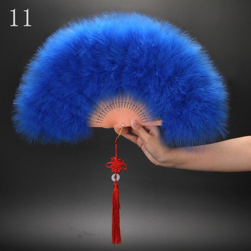Colorful Large Folding Feather Fan Wedding PROM Party Costume Fancy Dress 1920s - Picture 28 of 30