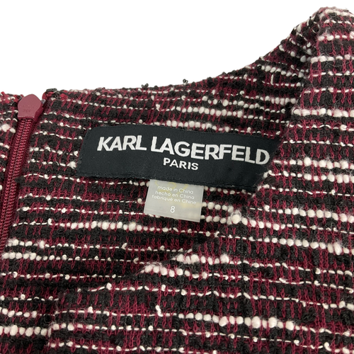 Karl Lagerfeld Paris Dress Womens Size 8 Maroon Black Tweed Sleeveless Zip Nwt - Picture 4 of 9