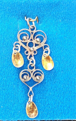 Vintage Silver Filigree Solje Wedding Slide Necklace Pendant Traditional Norway