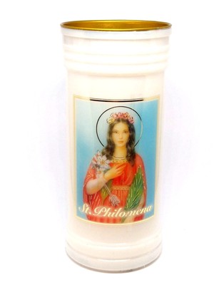 St Philomena pillar candle 60 hour burn Novena Prayer Saint Catholic 15cm White