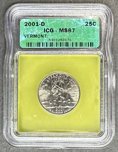 2001-D Vermont Quarter ICG MS-67, Kaufen Sie 3 Artikel, erhalten Sie 5 $ Rabatt!! - Bild 1 von 2