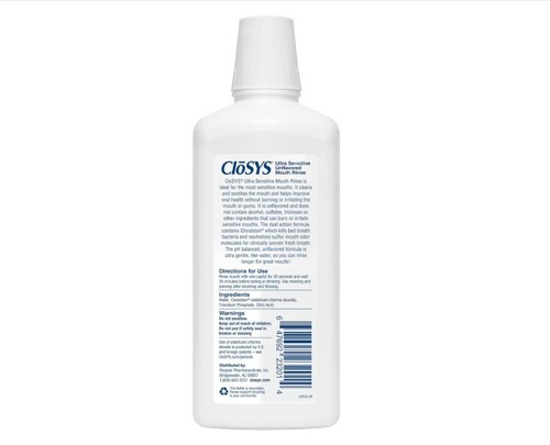 2 PACK OF CloSYS Ultra Sensitive Mouthwash, 32 Ounce, Unflavored Alcohol Free - Picture 3 of 8