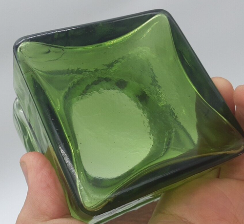 Amber *VINTAGE Lasi 'Pala' Vase Scandinavian Candleholder Square Glass Abstract - Picture 14 of 14