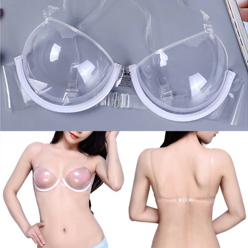 Transparent Clear Push Up Bra Strap Invisible Bras Women Underwire 3/4 Cup - Picture 1 of 14