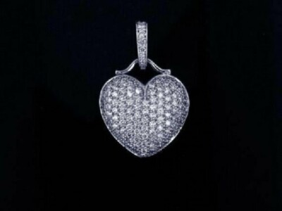 1.50Ct Round Cut Diamond 14k White Gold Plated Heart Shape Pendant Women's 
