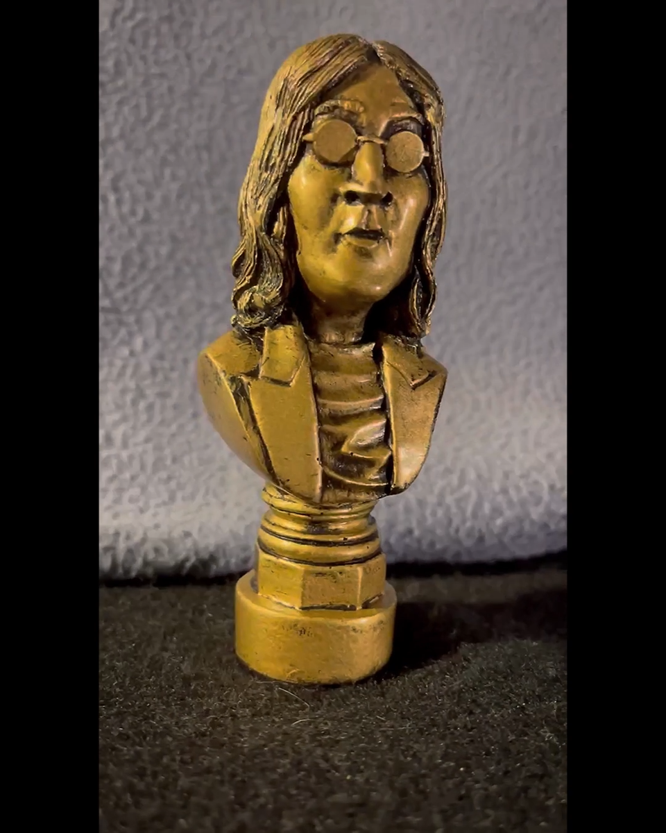 JOHN LENNON miniature GOLDEN BUST sculpture BEATLES STATUE FIGURE