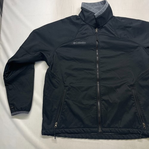 Chaqueta Columbia Para Hombre Grande Negra Suave Shell Forrada de Vellón Cuello Simulado Cremallera Completa - Imagen 2 de 11