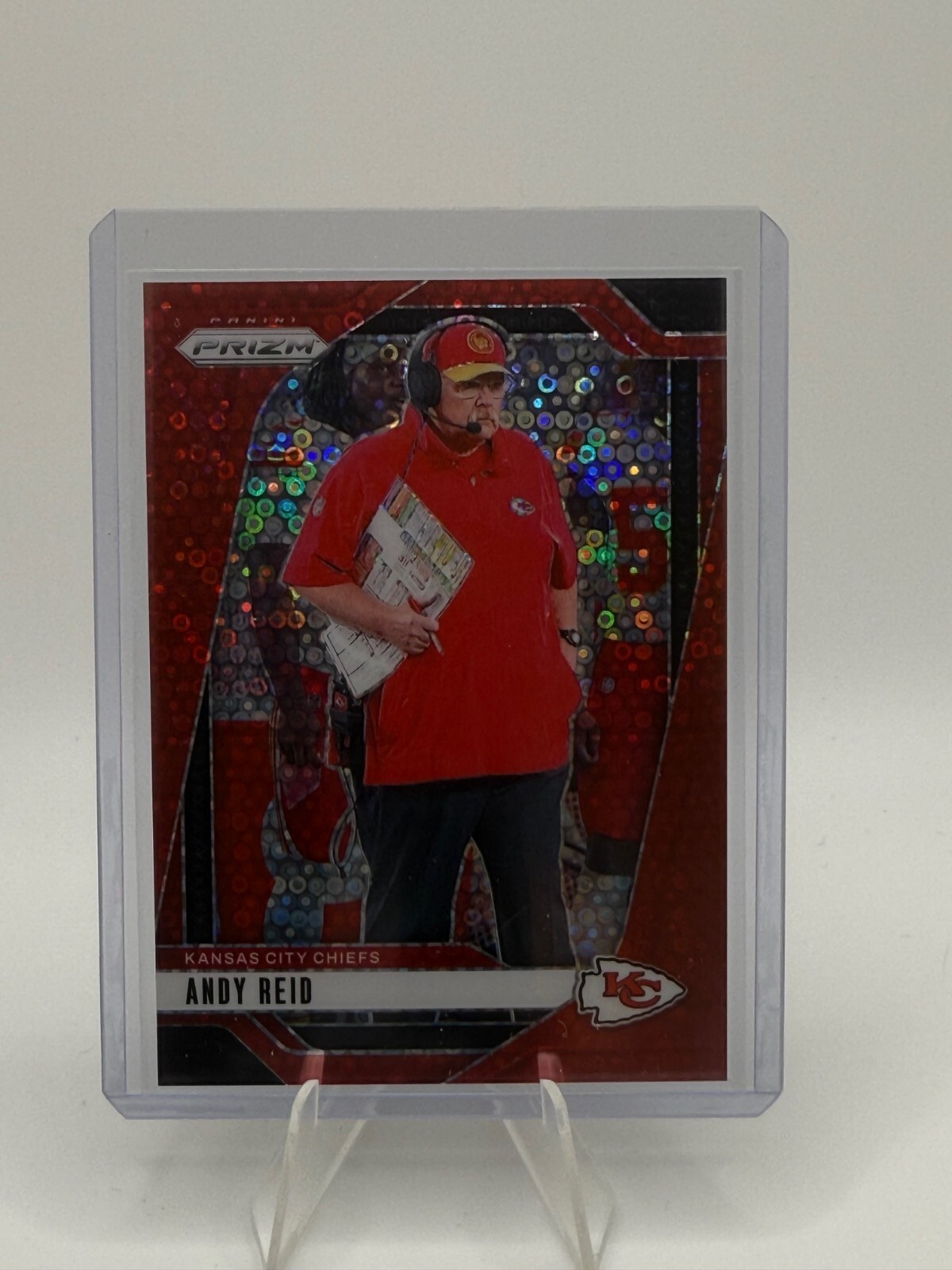 2024 Panini Prizm No Huddle Andy Reid Red Disco Prizm /75 KC Chiefs Color Match