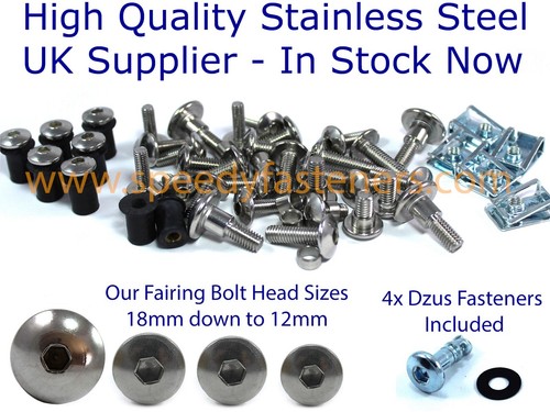 for Suzuki RGV 250 VJ22 1991-1996 Stainless Fairing & Screen Bolt Kit + Dzus - Picture 3 of 9