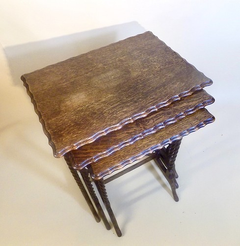 English Antique Oak Barley Twist Nesting Tables. Very Fine. Free Shipping . - Picture 22 of 24