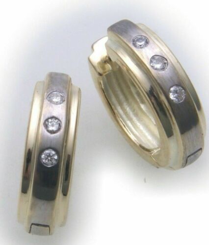Pendientes plegables criollos bicolor oro 750 brillantes oro amarillo diamante 0,09 quilates - Imagen 4 de 6