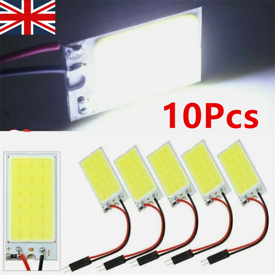 10x 18 SMD COB LED T10 4W 12V White Car Interior Panel Lights Dome Lamp Bulb, - Image 2 of 4