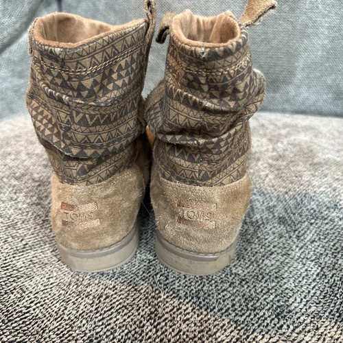 Toms suede aztec Toffee Laurel booties girls size 2.5 Geometric Cute And Warm - Picture 2 of 8