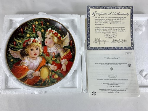 W. S. George Fine Christmas China Plate “O Tannenbaum” No. 2655-A (COA) Unused - Picture 3 of 6