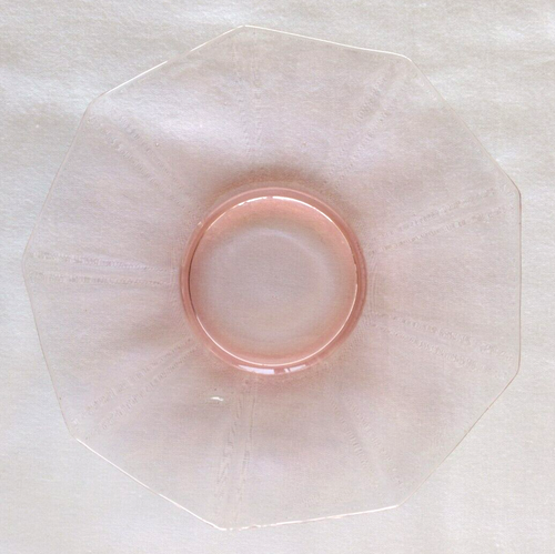 RARE VTG INDIANA "ARTURA" ART DECO PINK DEPRESSION GLASS B&B PLATES set of 4 - Picture 3 of 4