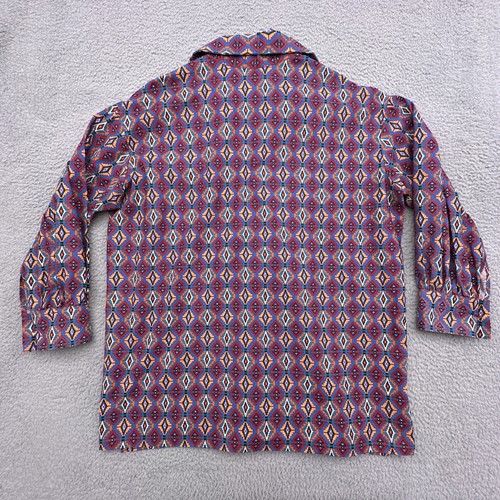 Vtg Mens XL Southwest Native American Aztec Print Shirt 3/4 Sleeve Wide Collar - Picture 18 of 20