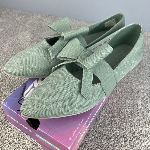 Skechers Cleo Point Damen-Flats Größe 8,5 Feelgood salbeigrün waschbar Strickschuhe - Bild 3 von 9