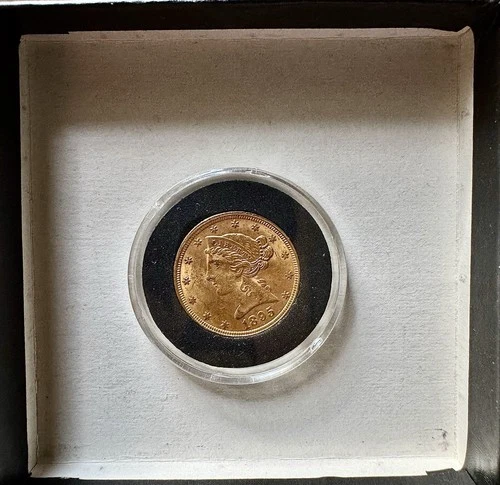 1895 Liberty Head $5 Gold Half Eagle Coin XF - Capsule Protected
