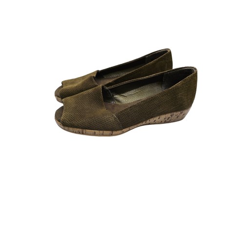 AEROSOLES ARWOOD WOMENS WEDGE SANDALS Sz 6 Dark Olive Green - Picture 2 of 6