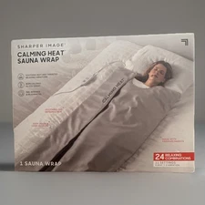 Sharper Image Calming Heat Sauna Wrap 8 Heat Levels 3 Massaging Vibrations New