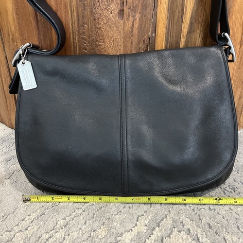 COACH Legacy CROSSBODY LEATHER BAG Black Flap Purse 7454 Adjustable Strap F - Picture 2 of 11