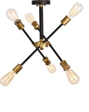 Axel Flush-Mount Ceiling Light: Sophisticated Black and Brass Fixture