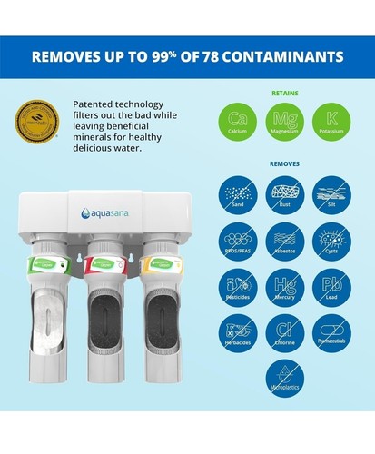 Aquasana Unterspüle 3 Stufen Wasserfiltersystem mit Chrom Wasserhahn AQ-5300+,56 - Bild 4 von 10