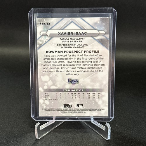 2023 Bowman Sterling Xavier Isaac Magenta Refractor /75 Tampa Bay Rays - Picture 2 of 2