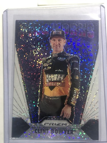 2019 Panini Prizm Fireworks White Sparkle Prizm #F-15 Clint Bowyer - Picture 1 of 2