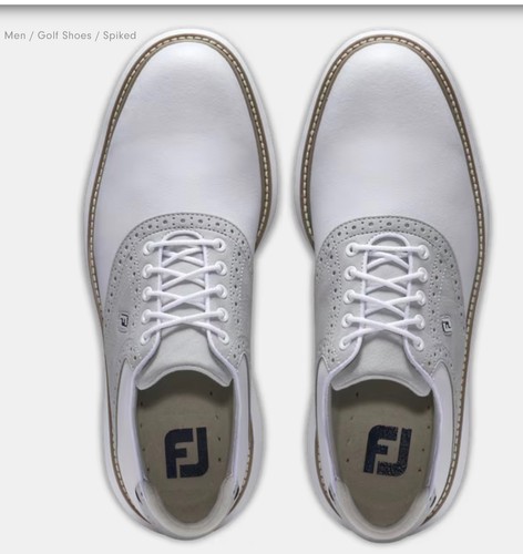 Footjoy Traditions Mens 57957 White/Gray Leather Golf Shoes Size 9.0 M NIB! - Picture 2 of 4