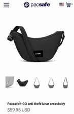 NWT! 🌟 Pacsafe® GO anti theft lunar crossbody Black