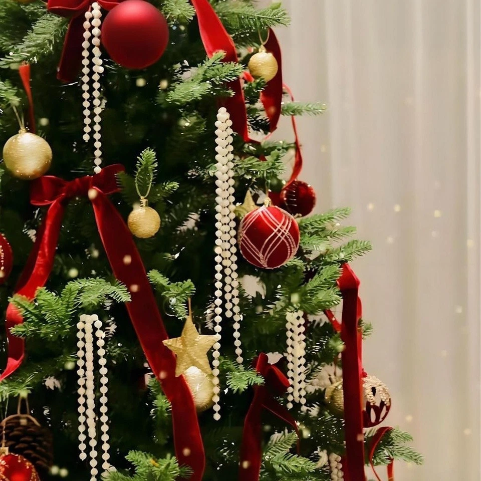 20er Set Samt Schleife Ornamente mit Perlenkette für Urlaubsdeko - Bild 4 von 4