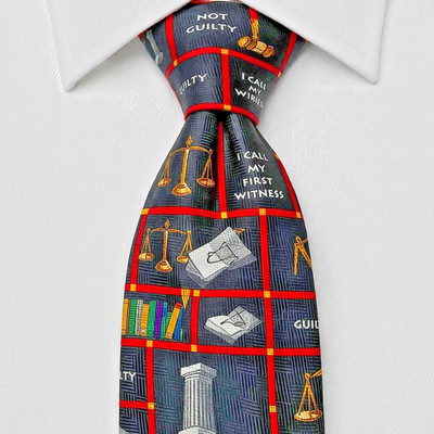 Vintage RM Style 100% Silk Men's Necktie Novelty Lawyer Judge Courtroom USA