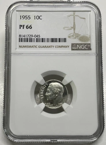 1955 Roosevelt Dime 10c NGC PF66 Proof 90% Silver