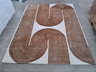 Handmade Tufted Wool Area Rug 12x15 ft | Modern Brown & Ivory Abstract Design,
