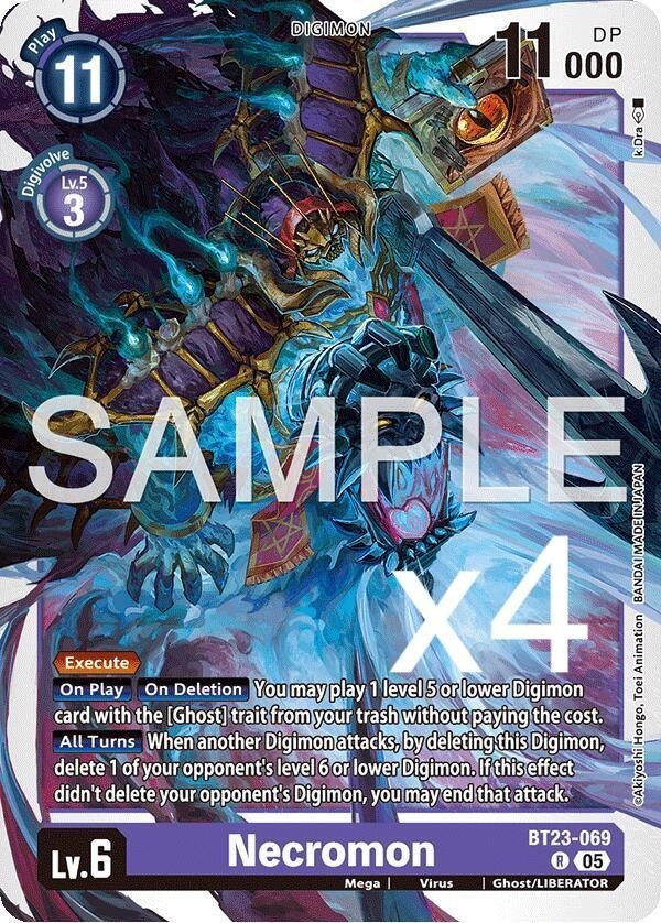 4X Digimon Card Game Necromon BT23-069 Rare NM