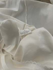 Vtg Shadowline Lingerie Dress 70s Ivory Nylon Satin Lace Trim Slip Sz 34 Pretty