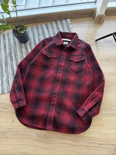 Off - White Vintage Red Black Flannel Check Button Up Shirt Size S - Picture 4 of 12