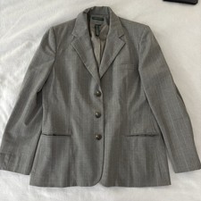 Lauren Ralph Lauren Blazer Woman  s 16 Gray Wool Blend Classic Jacket Button Down