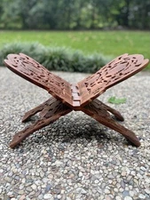 XLARGE Hand Carved Wood Folding Tabletop Quran Bible + Book Stand