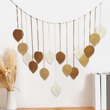 Upriver Macrame Leaf Wall Hanging Handmade Woven Leaves Tapestry Boho Wall