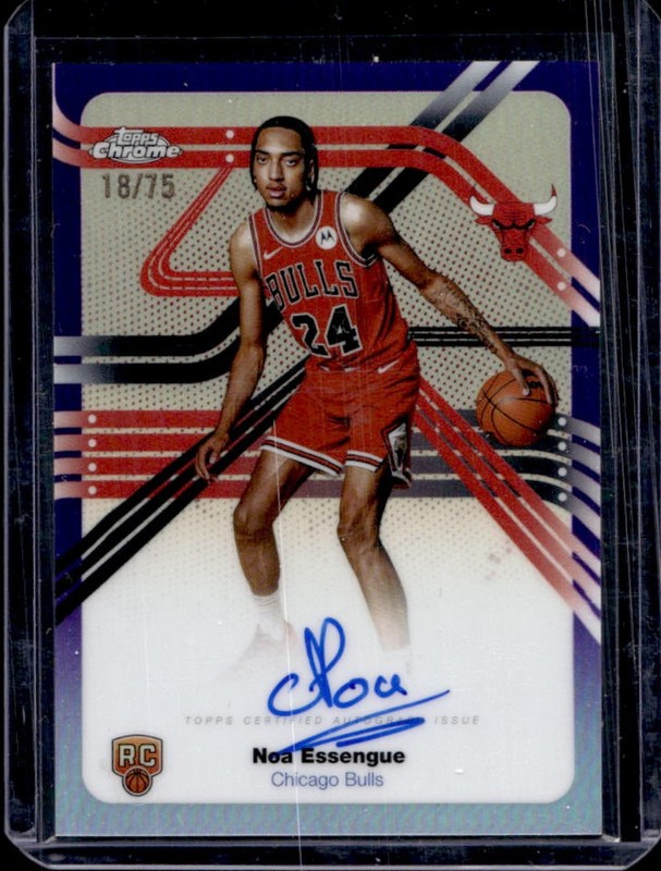 2025-26 Topps Chrome Noa Essengue Next Stop RC Purple Refractor Auto #/75