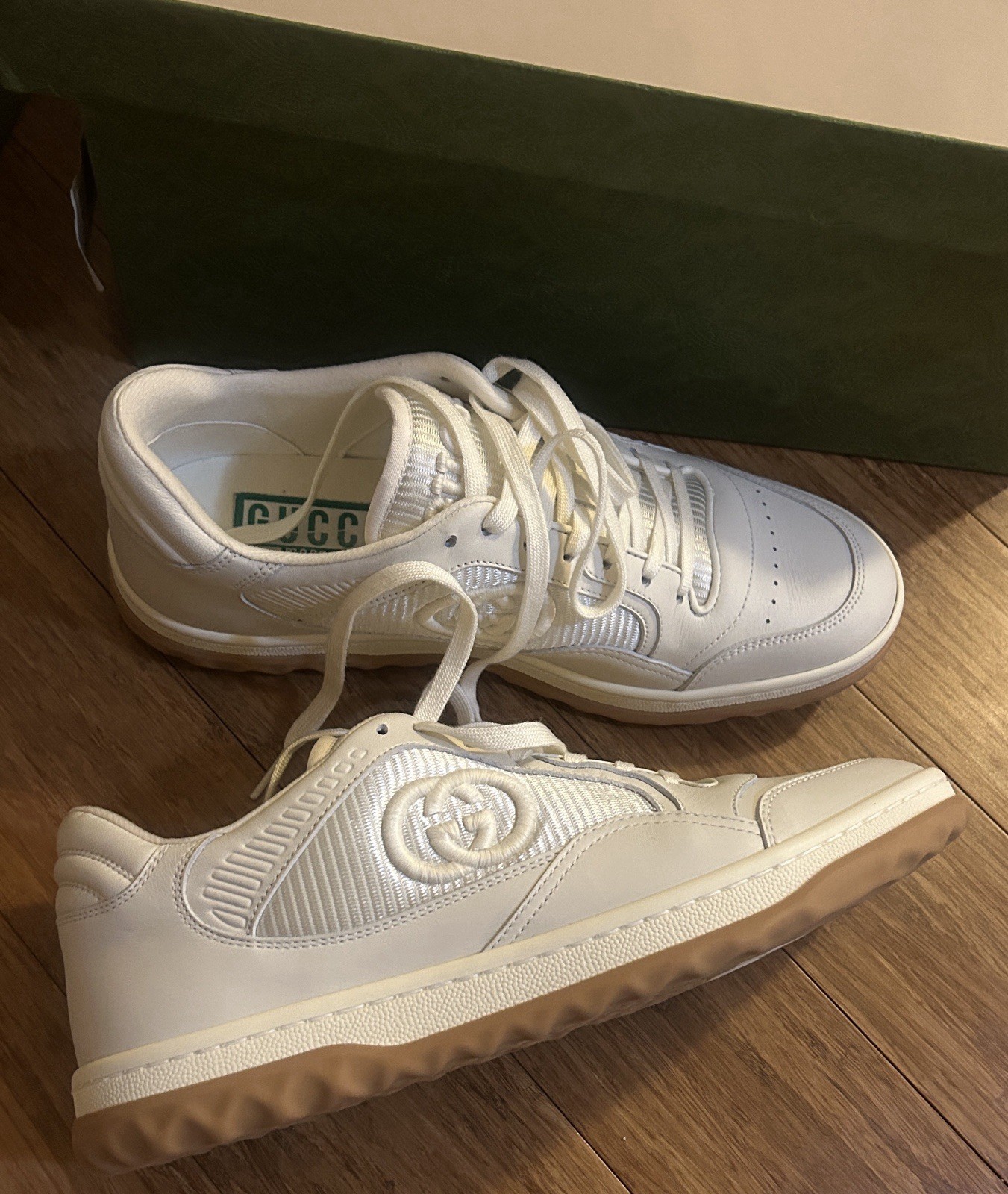 Gucci MAC80 Low Top Leather Skateboard Sneakers Off White Gum size 41 thumbnail 5