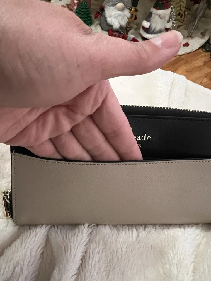 Carteira Kate Spade New York Leila couro azul bi dobra cartão nota zíper troca moeda - Imagem 3 de 4