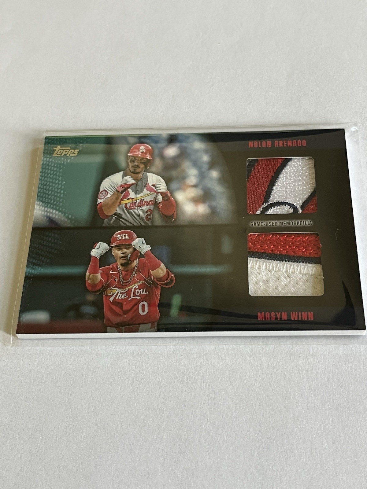 2025 Topps Series 2 MLM DUAL RELIC Nolan Arenado and Masyn Winn BLACK /10