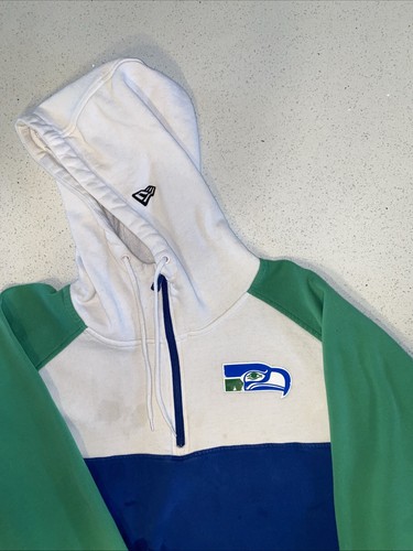 Felpa con cappuccio uomo New Era Royal/White Seattle Seahawks Gametime Throwback Quarter-Zip - Foto 2 di 4